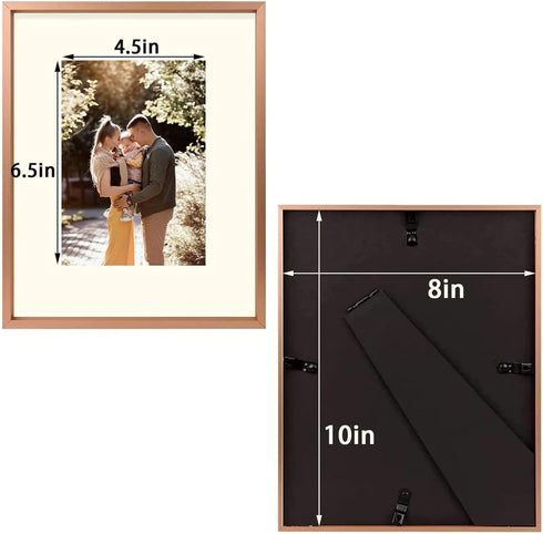 Golden State Art, Rose Gold 8x10 Aluminum Frame for 8 x 10 Picture or 5x7 Photo with Mat - Shatter - Resistant Glass - Wall or Tabletop Display - ...