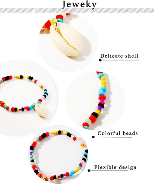 O Jeweky Beach Beads Anklets Multi-colored Shell Ankle Bracelets Chain Foot Jewelry for Women...