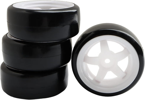 4PCS 12mm Hub Wheels,1:10 63mm Hard Plastic RC Drift Cars On Road Touring Racing Bald Tires for Traxxas HSP Tamiya HPI Kyosho On-Road Drifting Car...
