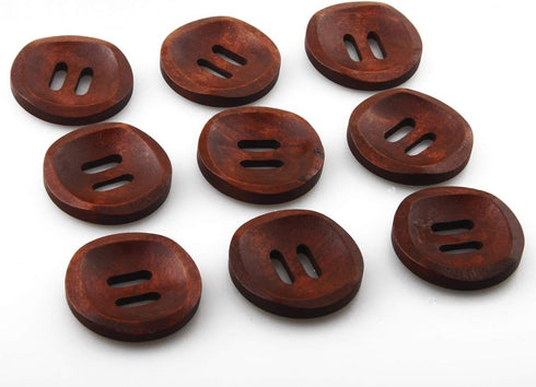 All In One 30pcs Brown 2 Slender Shape Hole Sewing Wood Buttons 30mm (1-1/6”)...