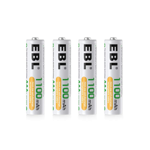 EBL 1100mAh Super Capacity AAA Rechargeable Batteries, 4 Pack...