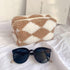 3pcs Checkered Plush Makeup Bag Terry Cloth Cosmetic Bag Zipper Travel Toiletry Bag Organizer Soft Pencil Pouch Case Makeup Brushes Storage Bag fo...