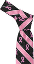 tiemart Pink Ribbon Breast Cancer Awareness Striped Tie in Black...