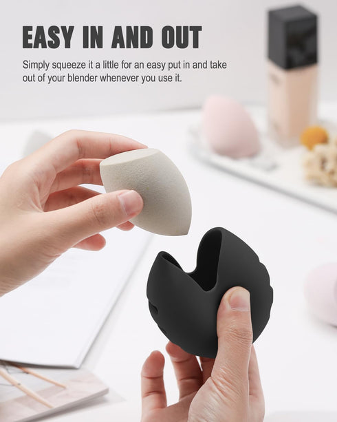 FERYES 2 PCS Makeup Sponge Holder – Shatterproof Eco-Friendly Silicone Beauty Make Up Blender Case for Travel...