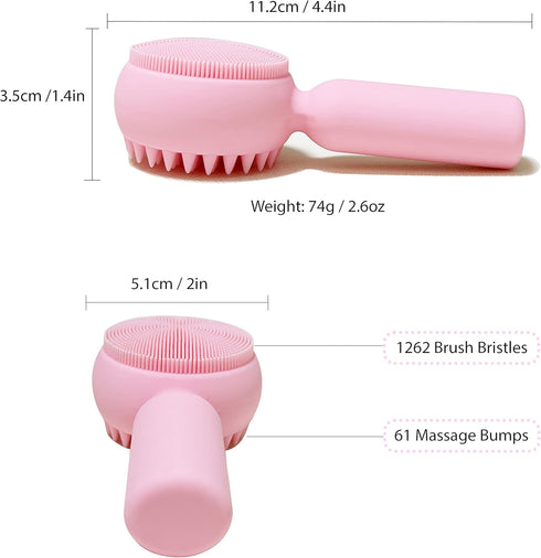 Silicone Facial Cleansing Brush 2 in 1 Silicone Facial Scrubber Manual Exfoliating Facial Brush Face Cleanser Face Exfoliator Ultrafine Bristles f...