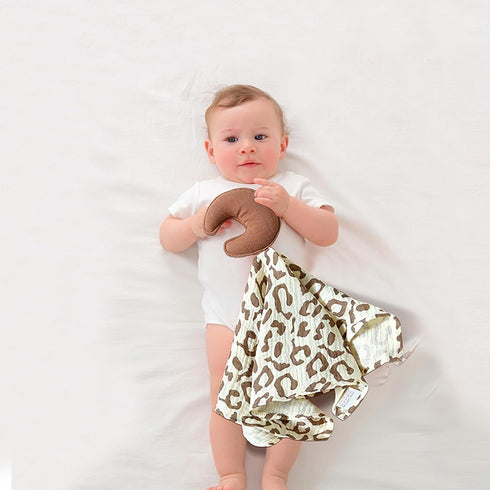 Lovey Blanket for Boys and Girls, Organic Cotton Muslin Security Blanket for Babies, Soft Breathable Lovie Soothing Towel for Newborn and Infant (...