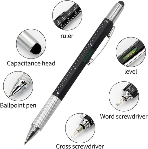 Screwdriver Pen Multitool Pen Touch Screen Stylus Ballpoint Tech Tool Pen Gadgets Ruler Level Metal Hexagon Pen for Men Office Outdoor Supplies 3 ...