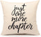 Just One More Chapter Throw Pillow Case Cushion Cover Book Lovers Linen 18 x 18 Inch...