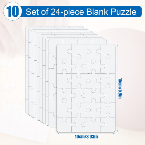 10 Sheets Blank Puzzle, 3.9 x 5.9 Inch Blank Jigsaw Puzzles Blank Puzzles 24 Pieces a Sheet All White Puzzle DIY Puzzle for Activity Wedding Birth...