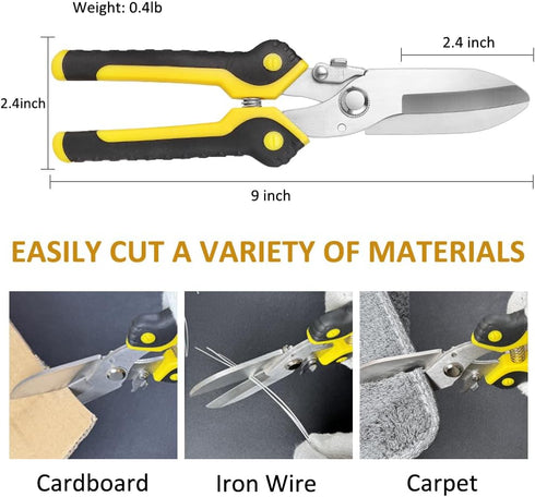 Scissors Heavy duty 9-inch, Shears Multipurpose, Easy Cutting Iron Sheet, Carpet, Leathers, Tin, Wires...