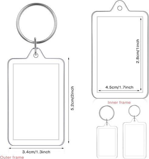 Yaomiao Acrylic Photo Frame Keychain Holder Photo Picture Insert Blank Keyring for DIY Craft...