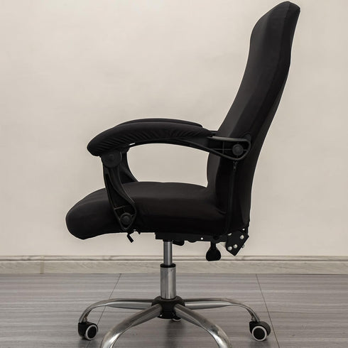 Office Chair Cover with Arm Covers - Universal Stretch Desk Chair Cover, Computer Chair Slipcovers (Size: L) - Black...