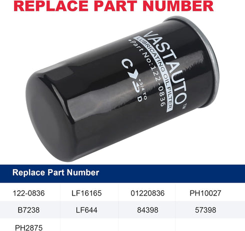 Oil Filter 122-0836 Spin-on Fits for Cummins Onan RV Generator QG 5500/7000 Series HGJAA HGJAB HGJAC Replaces# B7238 PH2875 PH1002 1220836...