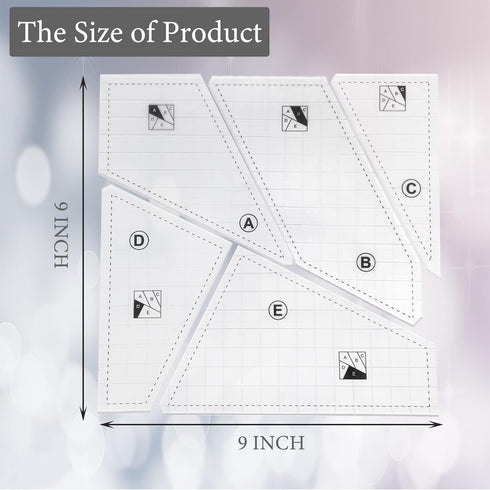 Quilting Rulers and Templates, 5Pcs Creative Quilting Cutting Template Quilt Templates Acrylic for Cutting Patterns, Quilt Ruler Set Quilting Supp...