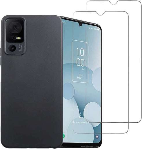 Case for TCL 40 XL,Flexible Soft TPU Scratch Resistant Non-Slip Shock Absorption Back Cover Rubber Slim Back TCL 40XL Phone Case+2 Pack Tempered G...