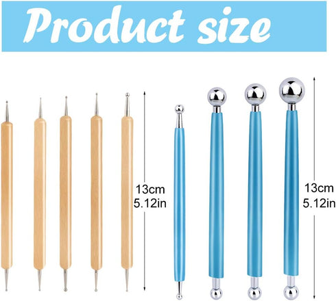 9 PCS Dotting Tools Ball Styluses with Box, Pen Dotting Tools Set for Rock Painting, Pottery Clay Modeling Embossing Nail Art...