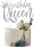 Handmade Glitter Queen Birthday Cake Topper, Happy Birthday Cake Bunting Decor, Birthday Party Decoration Supplies (Sliver)...