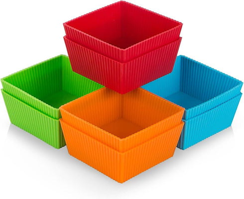 Webake 3.5 Inch Jumbo Baking Cups Reusable Silicone Square Cupcake Liners Non-stick Muffin Brownie Cake Mold (Pack of 8)...