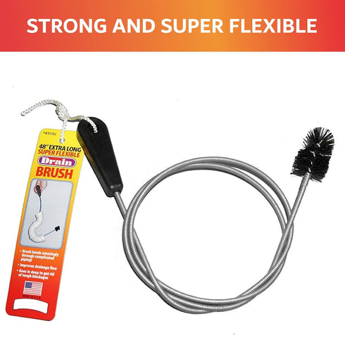 48" Flexible Long Sink Drain Tool, AC Drain Line Cleaner Tool, Remove AC Clogging, Sink Clog Remover Cleaner Brush, Flexible Unclogger for Cleanin...