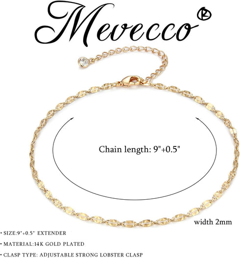 Gold Lace Chain Anklet,14K Gold Plated Boho Cute Dainty Foot Chain Ankle Bracelet Chain Anklet for Women...