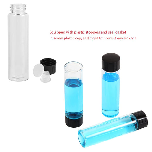 20ml Clear Glass Vials with Screw Caps and Plastic Stoppers, Small Liquid Sample Vial, Leak-Proof Vial, 12PCS...