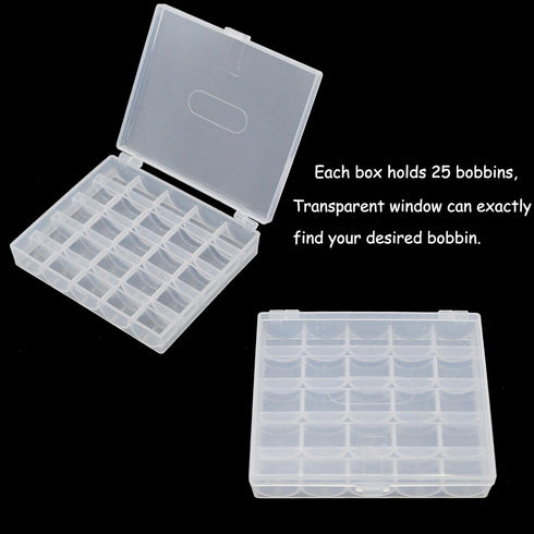 YEQIN Bobbin Box, Bobbin Organizer Plastic Case, Transparent 25 Slots Empty Bobbins Spools Box, Sewing Craft Plastic Case Storage Box for Sewing M...