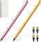 2Pcs Everlasting Metallic Pencil, Reusable Metal Inkless Pencil with 4 Replacement Nibs/Eraser, Metal Eternal Pencil Unlimited Writing Erasable In...