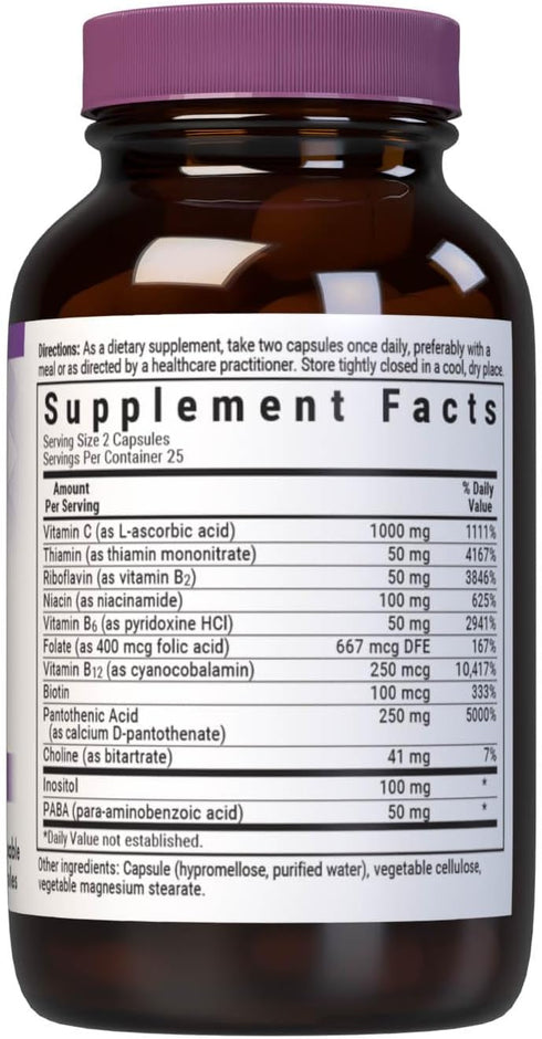 Bluebonnet Nutrition Stress B Complex Vegetable Capsules, 50 Count...