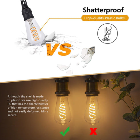 BORT Dimmable LED Edison Bulbs, 6W Equivalent to 60W Vintage Light Bulb, E26 4000K ST58/ST19 LED Bulbs, Antique Flexible Spiral LED Filament Light...