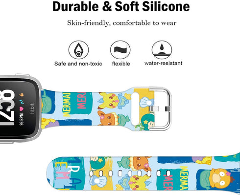 Pikacu Mermaid Fish Bands Compatible with Fitbit Fitbit Versa 2/Versa/Versa Lite/Versa SE Band Fancy Soft Sport Silicone Cartoon Holiday Strap Men...