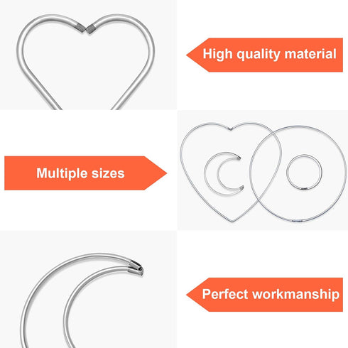 20 Pieces Metal Dream Catcher Rings Circle Heart Moon Shaped Catcher Rings Macrame Hoop Rings for DIY Crafts Wedding Wreath Wall Hanging Decor...