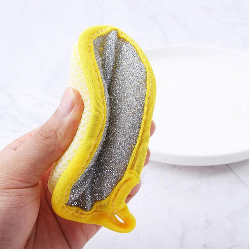 1pcs Durable Scrub Scouring Sponge Microfiber Scouring Scrubber Round Dish Washing Sponge Scrubber for Cleaning Dishes Pots,Random Color...
