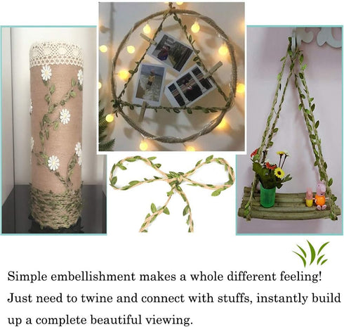 Hemp Rope for Cat Scratch Post Tree Replacement - Cat Scratcher Accessories with Artificial Leaves/Home Vine Ribbon Decoration for Art & Crafts...