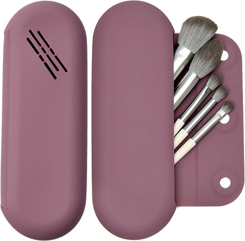 Makeup Brush Holder Magnetic Closure Make Up Brushes Organizer Silicone Makeup Bag Travel Essentials (Grape Purple)...