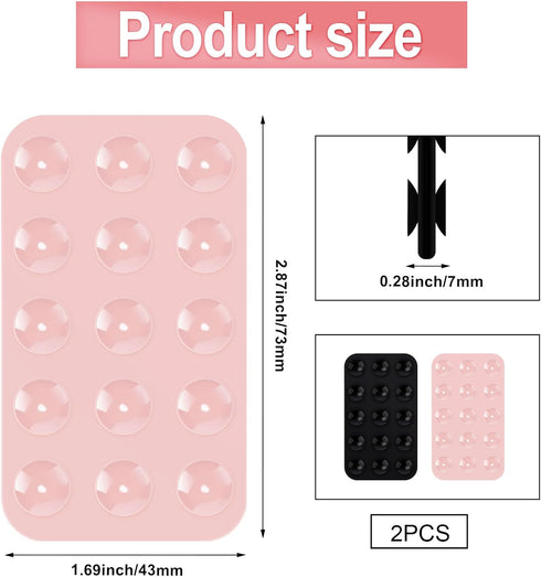 2pcs Double Sided Suction Cup Phone Mount, Silicone Phone Suction Holder Back of Phone Multifunctional Sticky Suction Phone Case for Shower Mirror...