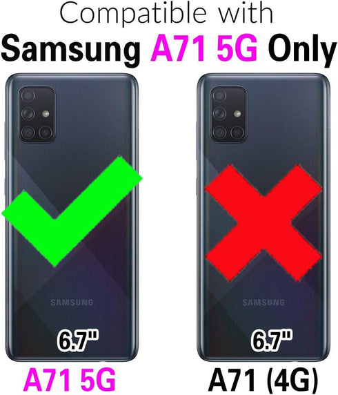 Asuwish Phone Case for Samsung Galaxy A71 5G Wallet Cover with Tempered Glass Screen Protector and Leather RFID Credit Card Holder Stand Slot Rugg...