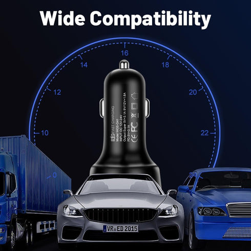 66W Multi-Port USB C Car Charger, PD&QC3.0 Super Fast Charger Cigarette Lighter Plug Adapter for iPhone/Android/Samsung/iPad Pro and More......