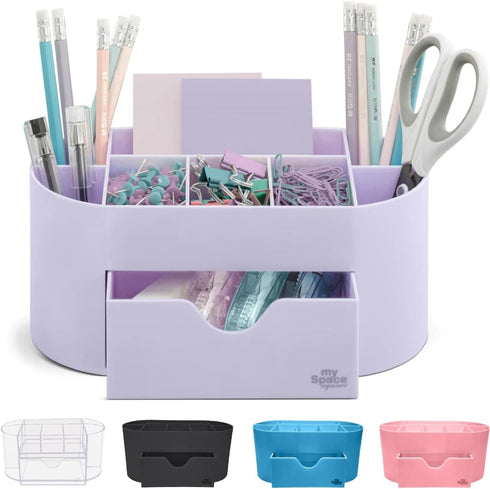 Lavender Desk Organizer for Office Supplies and Desk Accessories - Pen Holder Desktop Organization for Room College Dorm Home School (White Lavend...