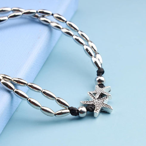 Boho Starfish Anklet Bracelet Beach Woven Anklet Chain Layered Silver Star Woven Ankle Chain Bracelets Vintage Starfish Foot Chain Jewelry for Wom...