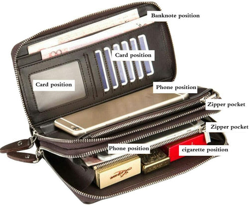 Hebetag Leather Clutch Purse Wallet for Men Organizer Holder Wrist Bag...