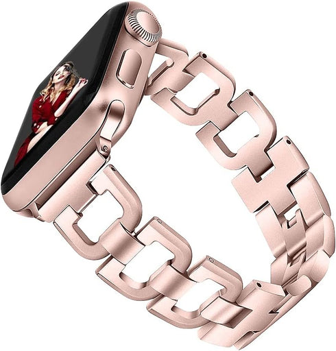 OULUCCI Bands Compatible Apple Watch Bands 41mm 40mm 38mm Women Iwatch Rose Gold Series 9 8 7 6 5 4 3 2 1, D-Shape apple watch bands for women...