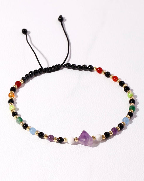 Real 7 Chakra Anklet Summer Beach Black Agate Amethyst Raw Stone Ankle Bracelets for Women Spiritual Healing Crystals Energy Yoga Meditation Gifts...