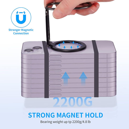 Magnetic Phone Ring Holder for MagSafe Grip Kickstand Adjustable Cellphone Ring Stand Mag Safe Accessories for iPhone15/ 14/13/12 Series Removable...