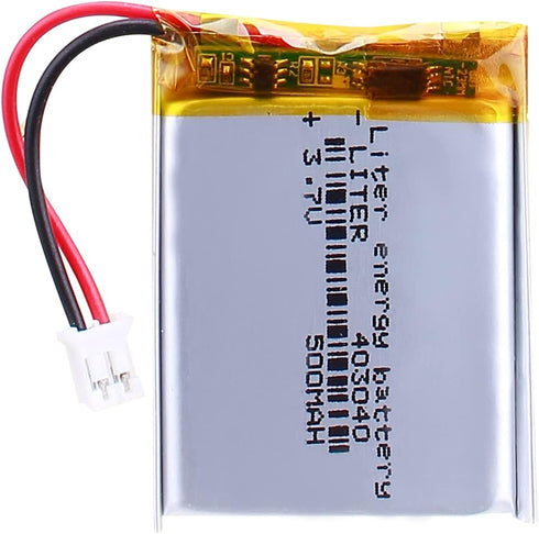 3.7V Lipo Battery 500mAh Rechargeable Lithium ion Polymer Battery 403040 Lithium Polymer ion Battery with JST Connector...