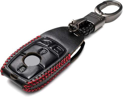 Vitodeco Genuine Leather Smart Key Fob Case with Leather Key Strap Compatible with Mercedes-Benz A, C, E, S, CLA, CLS, GLA, GLB, GLC, GLE, GLS, G ...