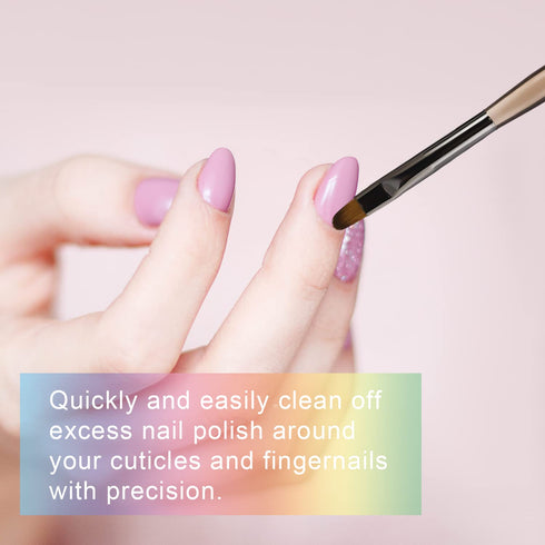 2pcs Nail Clean Up Brushes, Painting Brushes for Nails with Round & Angled Head Pen Painting Tools Nail Remover Brushes for Art Design & Polish Mi...