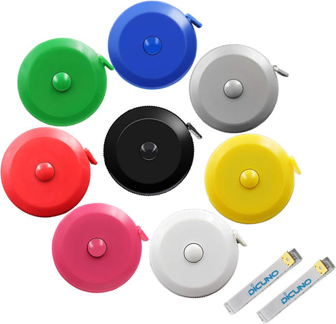DiCUNO 60-Inch 1.5 Meter Soft Retractable Measuring Tape, Pocket, Body Tailor Sewing Craft Cloth Tape Measure (8 Colors Package)...