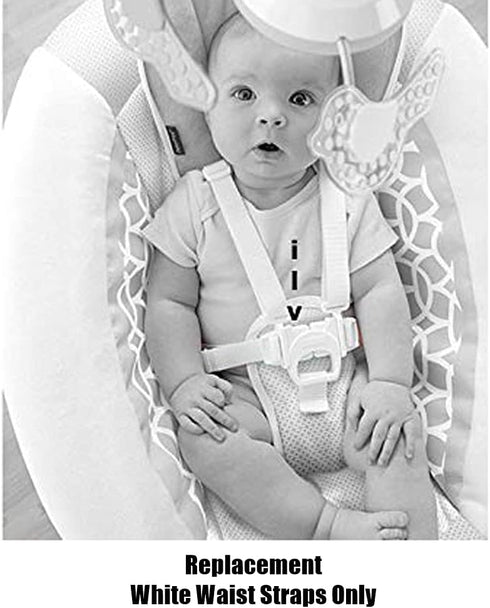 Replacement Parts for Baby Swing - Fisher-Price Revolve Baby Swing FBL70 ~ Set of 2 White Replacement Waist Strap with Male Part of Buckle...