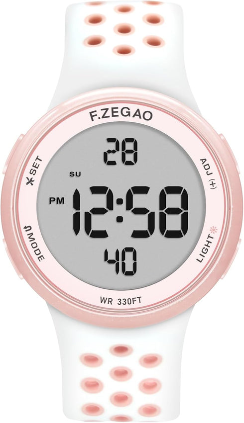 Digital Watch Womens Mens, 100M Waterproof Watch for Swimming Soft Double Injected Silicone Band, Unisex Sport Watches with Stopwatch Alarm Countd...