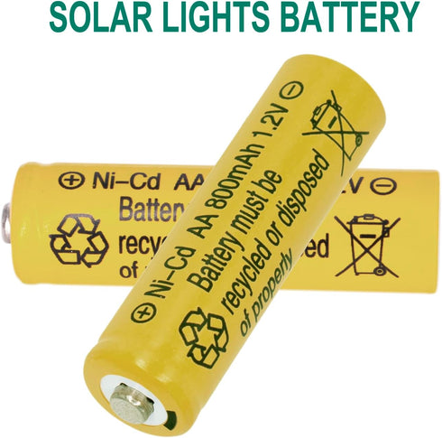 12 Packs 1.2V 800mAh NI-CD AA Rechargeable Batteries for Garden Landscaping Solar Lights, Security Lights...